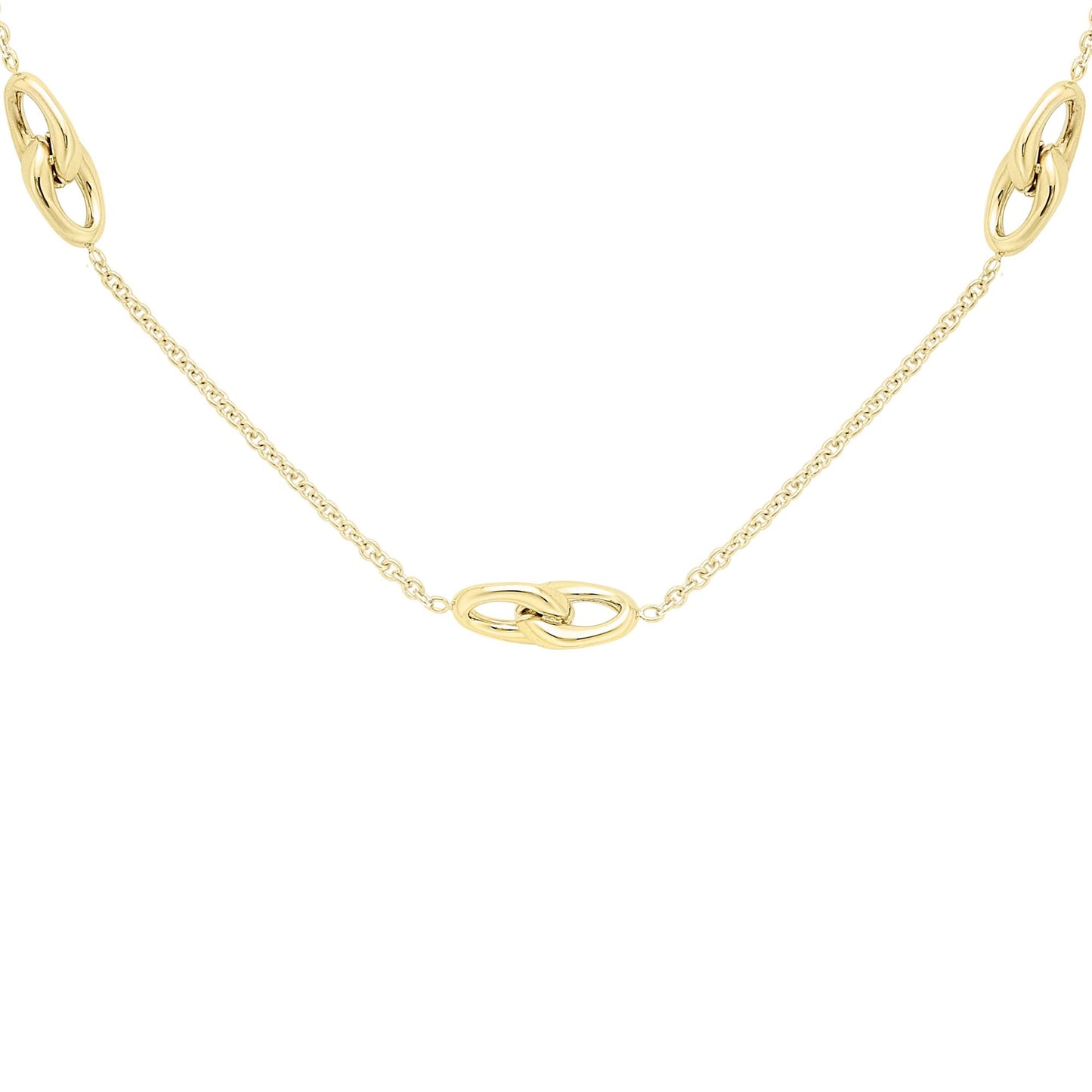 9ct Gold  Interlocked Holding Claws Station Necklace 0.4mm 18" - CANR02053-18