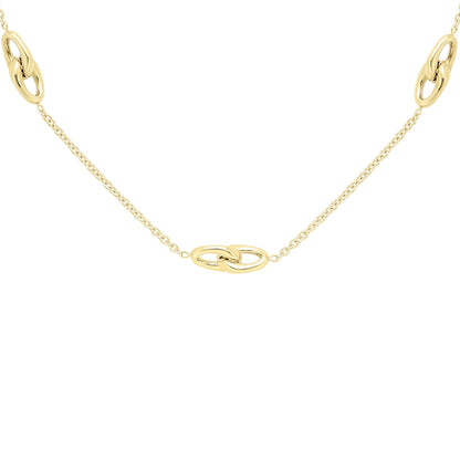 9ct Gold  Interlocked Holding Claws Station Necklace 0.4mm 18" - CANR02053-18