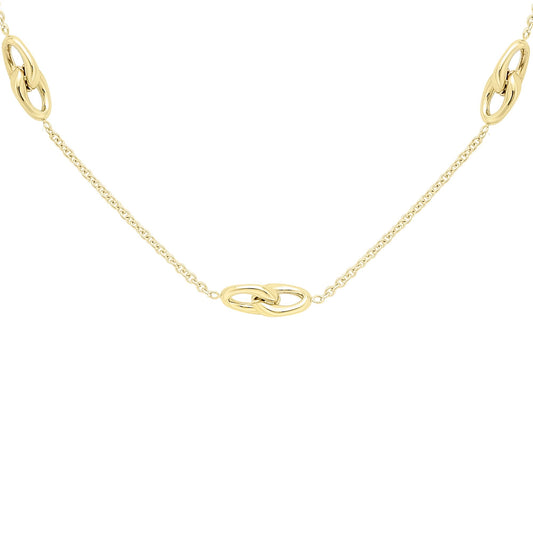 9ct Gold  Interlocked Holding Claws Station Necklace 0.4mm 18" - CANR02053-18