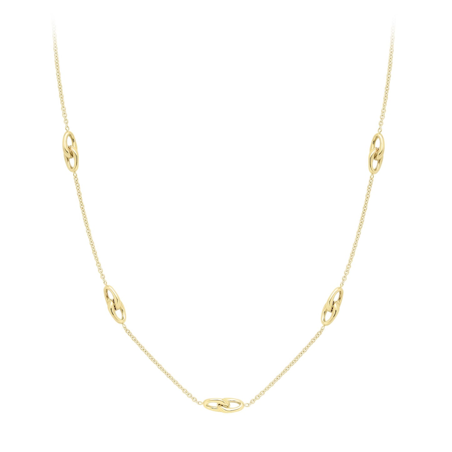 9ct Gold  Interlocked Holding Claws Station Necklace 0.4mm 18" - CANR02053-18