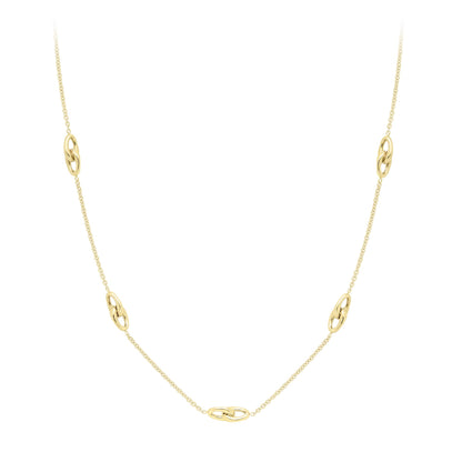 9ct Gold  Interlocked Holding Claws Station Necklace 0.4mm 18" - CANR02053-18