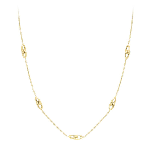 9ct Gold  Interlocked Holding Claws Station Necklace 0.4mm 18" - CANR02053-18