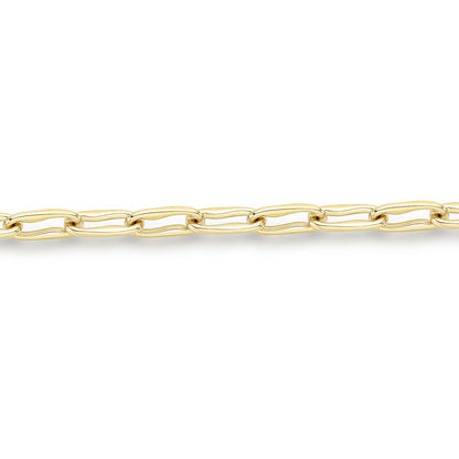 9ct Gold  Stretched Wavy Pinched Oval Link Bracelet 4mm 7.5"/19cm - CANR02054-07