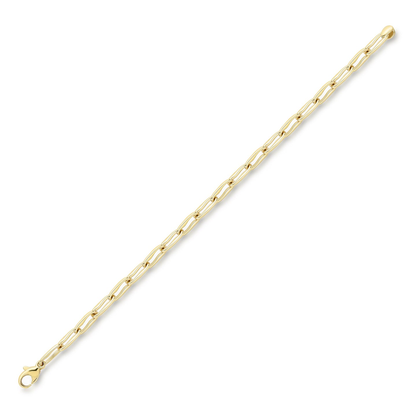 9ct Gold  Stretched Wavy Pinched Oval Link Bracelet 4mm 7.5"/19cm - CANR02054-07