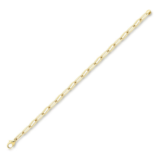 9ct Gold  Stretched Wavy Pinched Oval Link Bracelet 4mm 7.5"/19cm - CANR02054-07