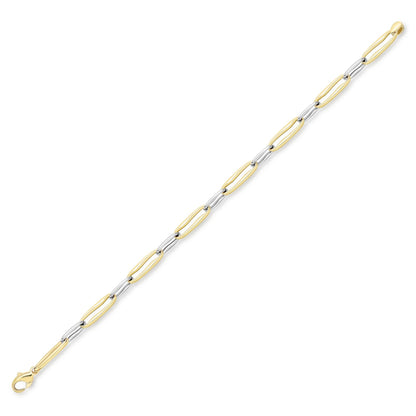 9ct 2-Colour Gold  Stretched Wavy Pinched Oval Bracelet 4mm 7.5" - CANR02055-07