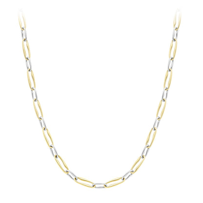 9ct 2-Colour Gold  Wavy Pinched Oval Chain Necklace 4mm 18" - CANR02055-18