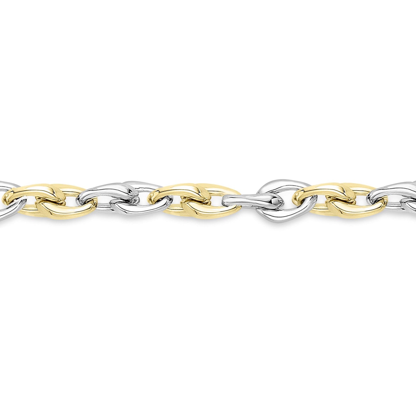 9ct 2-Colour Gold  Interlocked Holding Claws Bracelet 6mm 7.5" - CANR02056-07