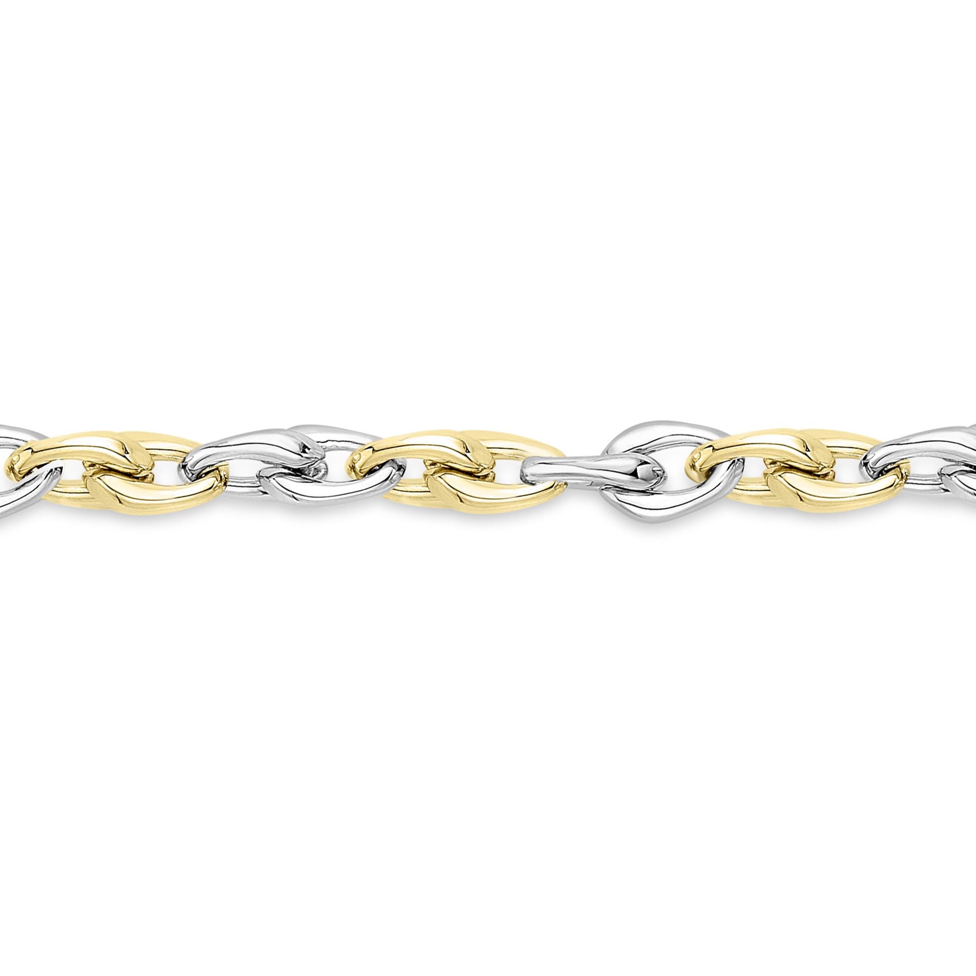 9ct 2-Colour Gold  Interlocked Holding Claws Bracelet 6mm 7.5" - CANR02056-07