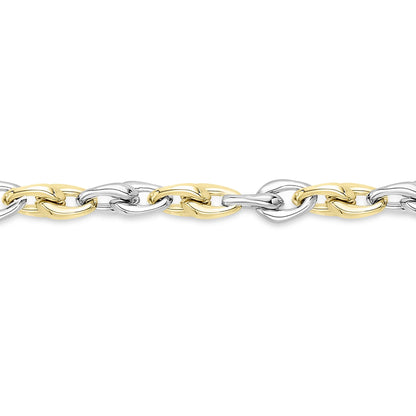 9ct 2-Colour Gold  Interlocked Holding Claws Bracelet 6mm 7.5" - CANR02056-07