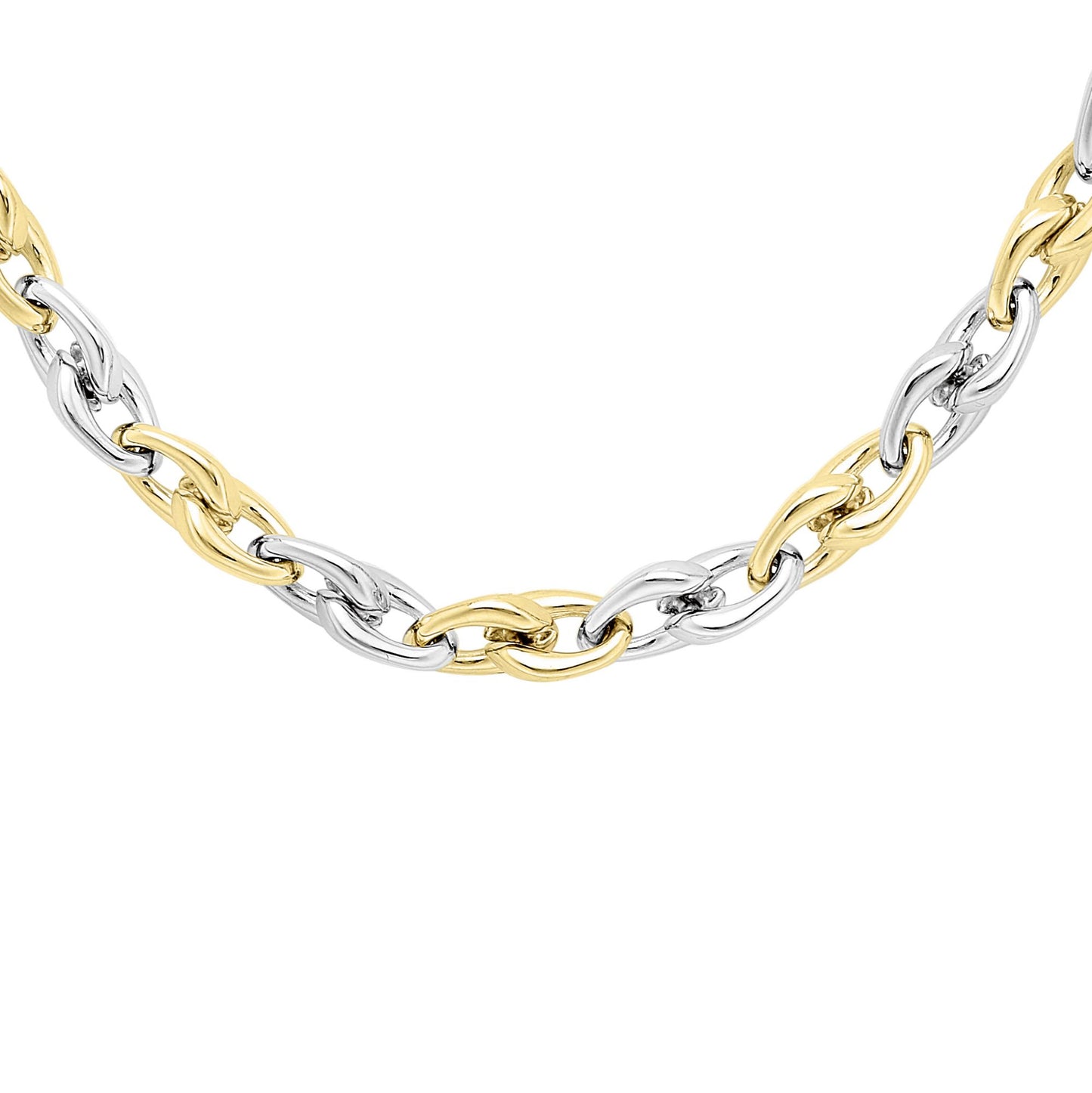 9ct 2-Colour Gold  Interlocked Holding Claws Necklace 6mm 18" - CANR02056-18