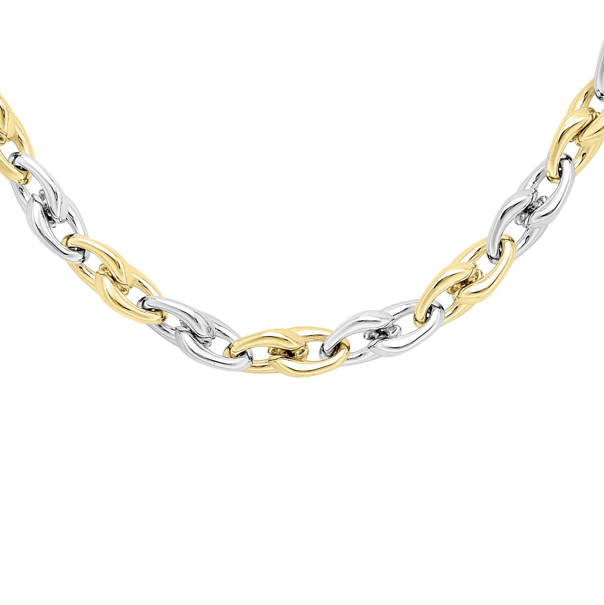 9ct 2-Colour Gold  Interlocked Holding Claws Necklace 6mm 18" - CANR02056-18