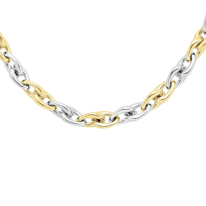 9ct 2-Colour Gold  Interlocked Holding Claws Necklace 6mm 18" - CANR02056-18