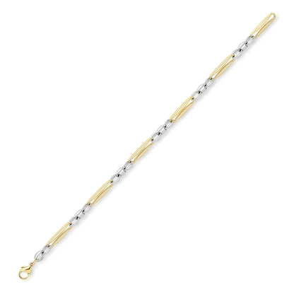 9ct 2-Colour Gold  Pinched Figaro Style Bracelet 4mm 7.5" - CANR02057-07