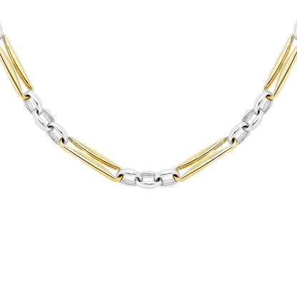 9ct 2-Colour Gold  Pinched Figaro Style Chain Necklace 4mm 18" - CANR02057-18