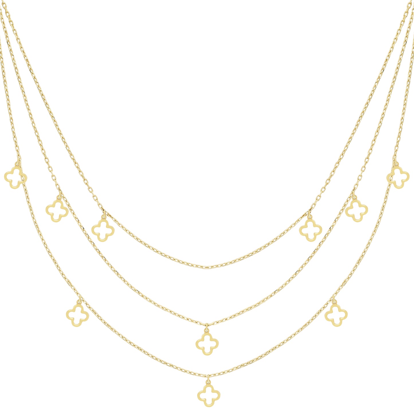 9ct Gold  Multi-Strand Necklace 17"/43cm - CANR02086-17