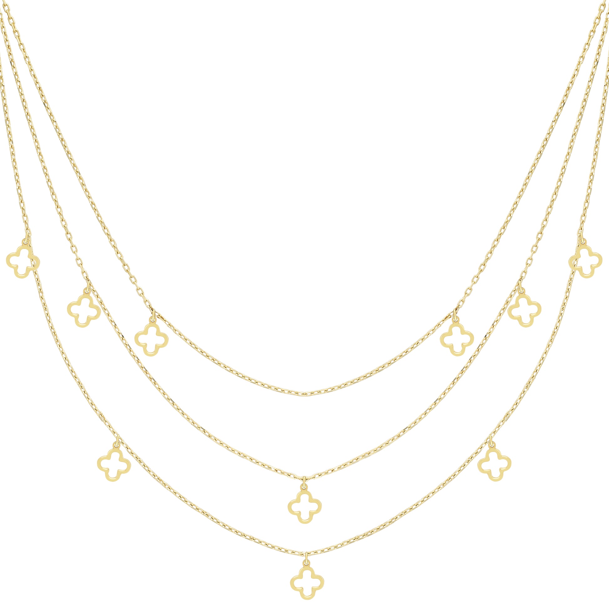 9ct Gold  Multi-Strand Necklace 17"/43cm - CANR02086-17