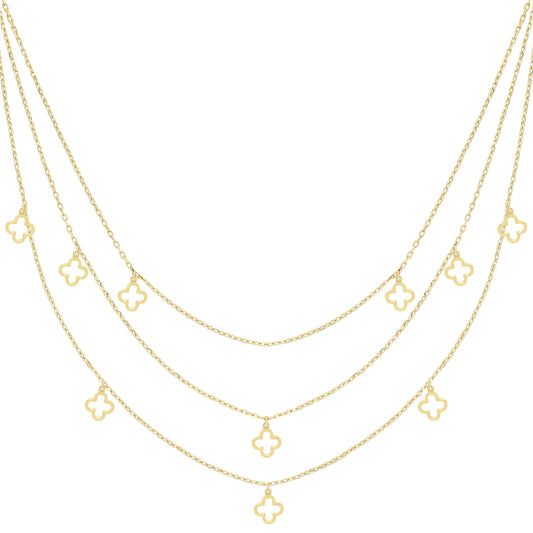 9ct Gold  Multi-Strand Necklace 17"/43cm - CANR02086-17