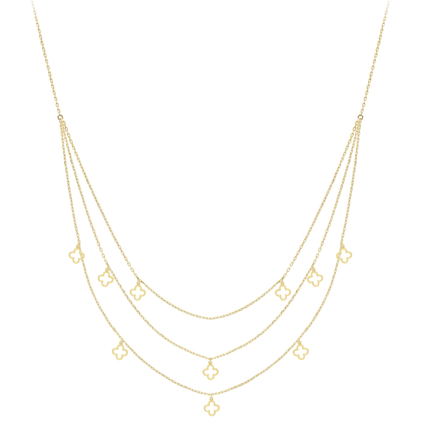 9ct Gold  Multi-Strand Necklace 17"/43cm - CANR02086-17