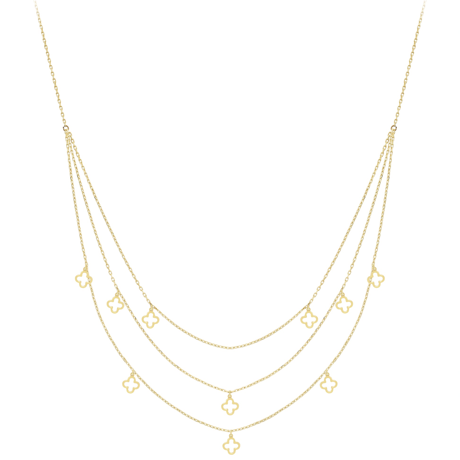 9ct Gold  Multi-Strand Necklace 17"/43cm - CANR02086-17