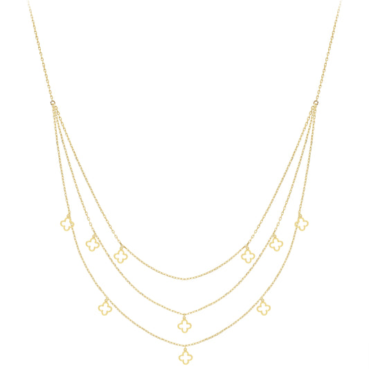 9ct Gold  Multi-Strand Necklace 17"/43cm - CANR02086-17