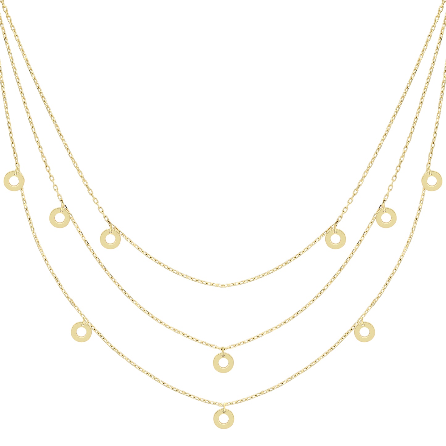 9ct Gold  Multi-Strand Necklace 17"/43cm - CANR02087-17