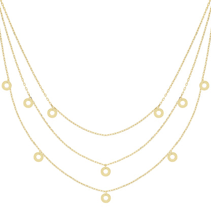 9ct Gold  Multi-Strand Necklace 17"/43cm - CANR02087-17