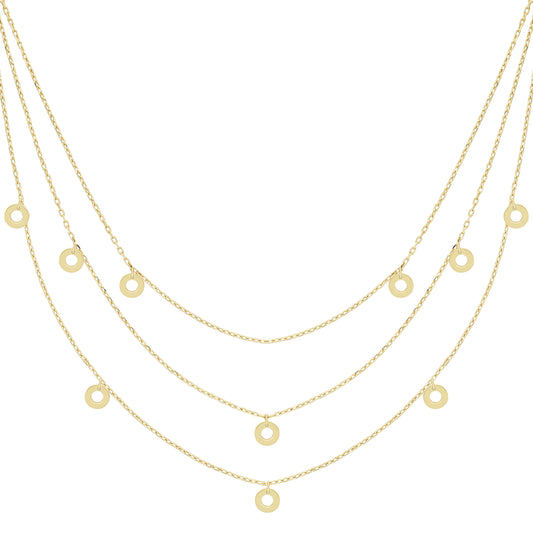 9ct Gold  Multi-Strand Necklace 17"/43cm - CANR02087-17