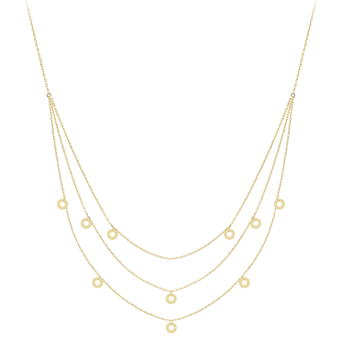 9ct Gold  Multi-Strand Necklace 17"/43cm - CANR02087-17