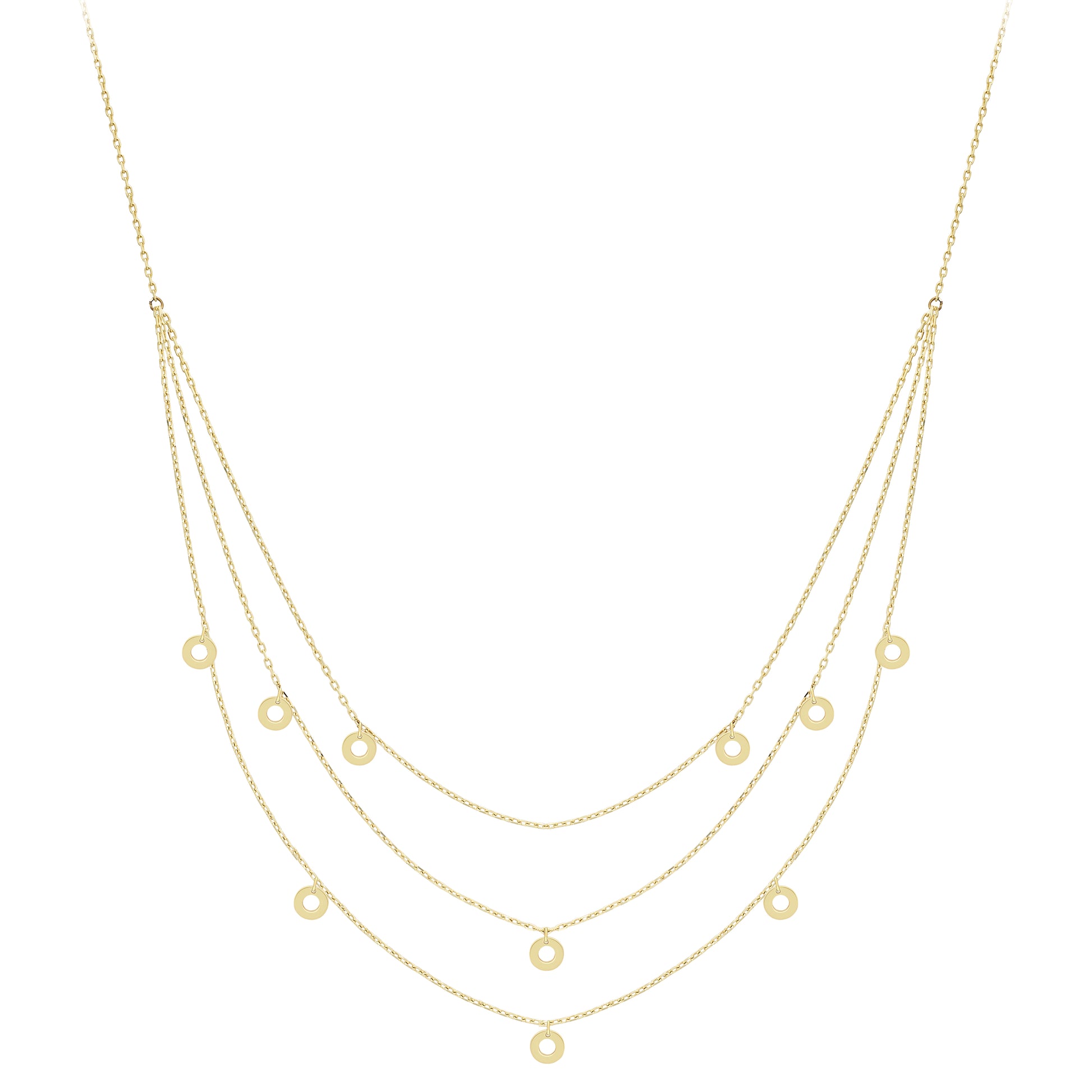 9ct Gold  Multi-Strand Necklace 17"/43cm - CANR02087-17