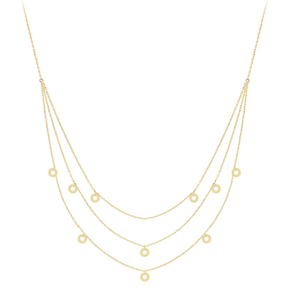 9ct Gold  Multi-Strand Necklace 17"/43cm - CANR02087-17