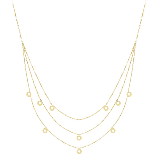 9ct Gold  Multi-Strand Necklace 17"/43cm - CANR02087-17