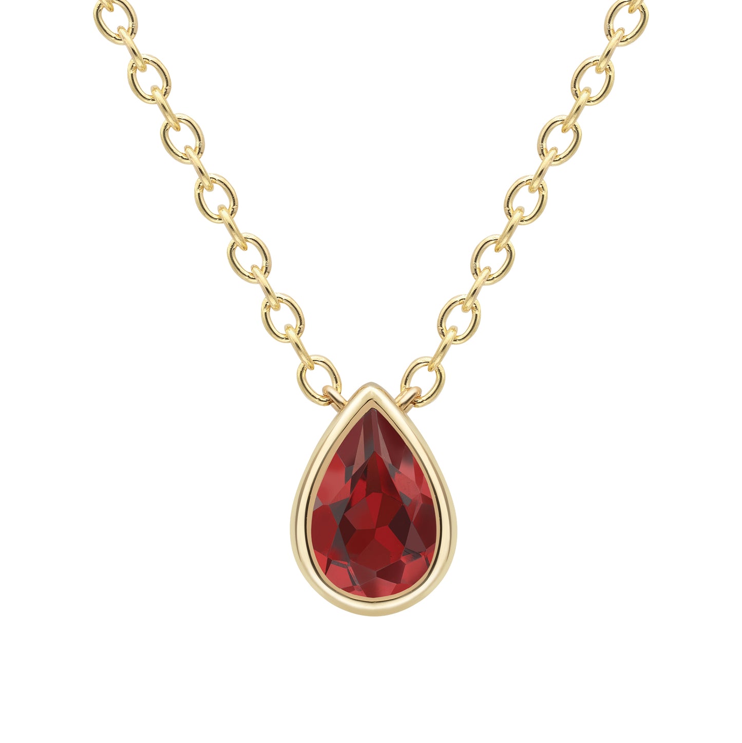 9ct Gold  Yellow Gold Garnet Necklace 18"/45cm - CANR02089-18