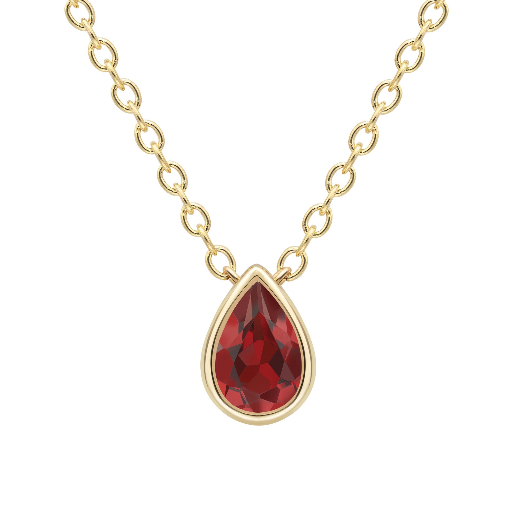 9ct Gold  Yellow Gold Garnet Necklace 18"/45cm - CANR02089-18