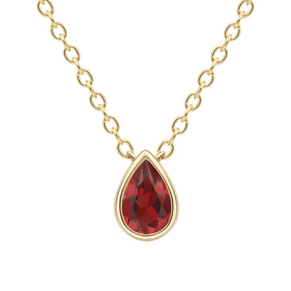9ct Gold  Yellow Gold Garnet Necklace 18"/45cm - CANR02089-18