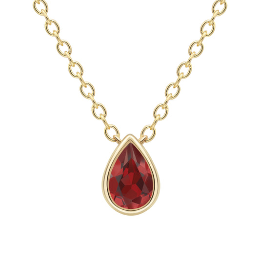 9ct Gold  Yellow Gold Garnet Necklace 18"/45cm - CANR02089-18