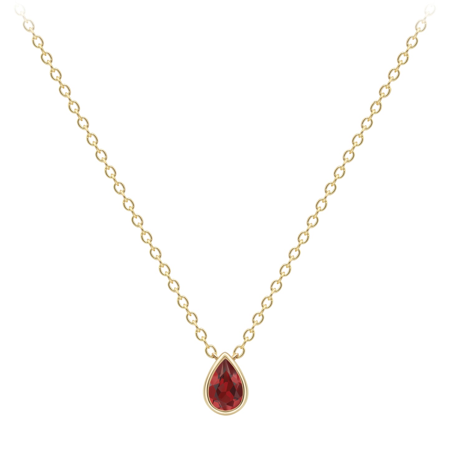 9ct Gold  Yellow Gold Garnet Necklace 18"/45cm - CANR02089-18