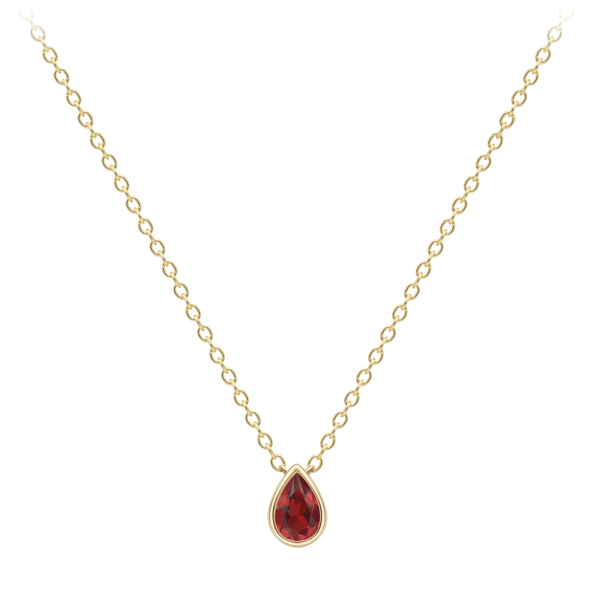 9ct Gold  Yellow Gold Garnet Necklace 18"/45cm - CANR02089-18