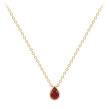 9ct Gold  Yellow Gold Garnet Necklace 18"/45cm - CANR02089-18