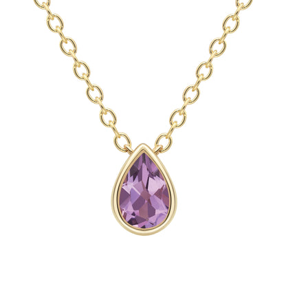9ct Gold  Yellow Gold Amethyst Necklace 18"/45cm - CANR02090-18