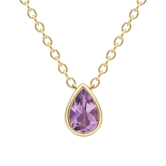9ct Gold  Yellow Gold Amethyst Necklace 18"/45cm - CANR02090-18
