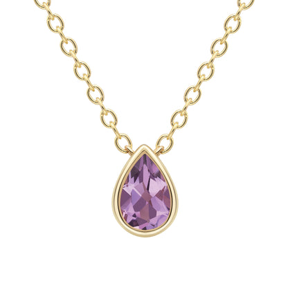 9ct Gold  Yellow Gold Amethyst Necklace 18"/45cm - CANR02090-18