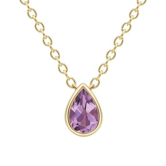 9ct Gold  Yellow Gold Amethyst Necklace 18"/45cm - CANR02090-18