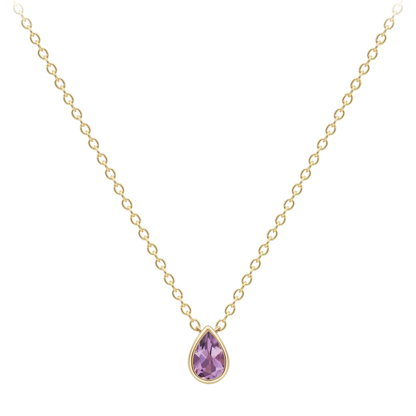 9ct Gold  Yellow Gold Amethyst Necklace 18"/45cm - CANR02090-18