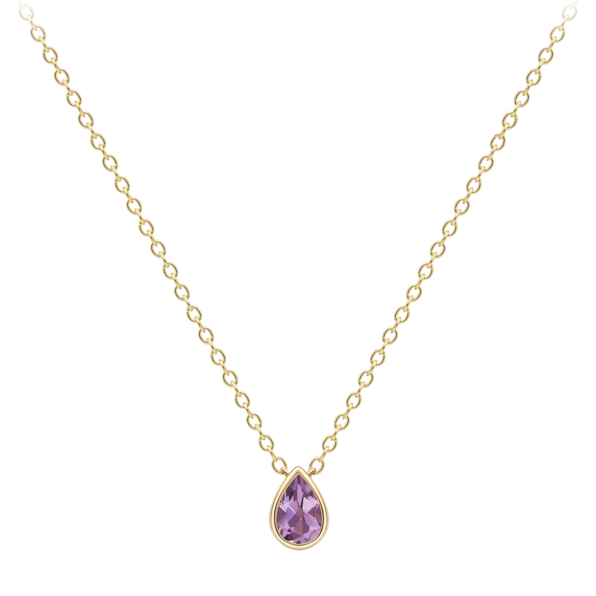 9ct Gold  Yellow Gold Amethyst Necklace 18"/45cm - CANR02090-18
