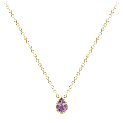 9ct Gold  Yellow Gold Amethyst Necklace 18"/45cm - CANR02090-18