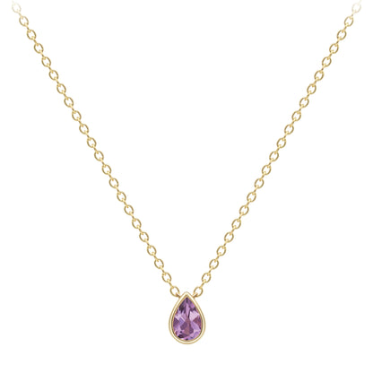 9ct Gold  Yellow Gold Amethyst Necklace 18"/45cm - CANR02090-18