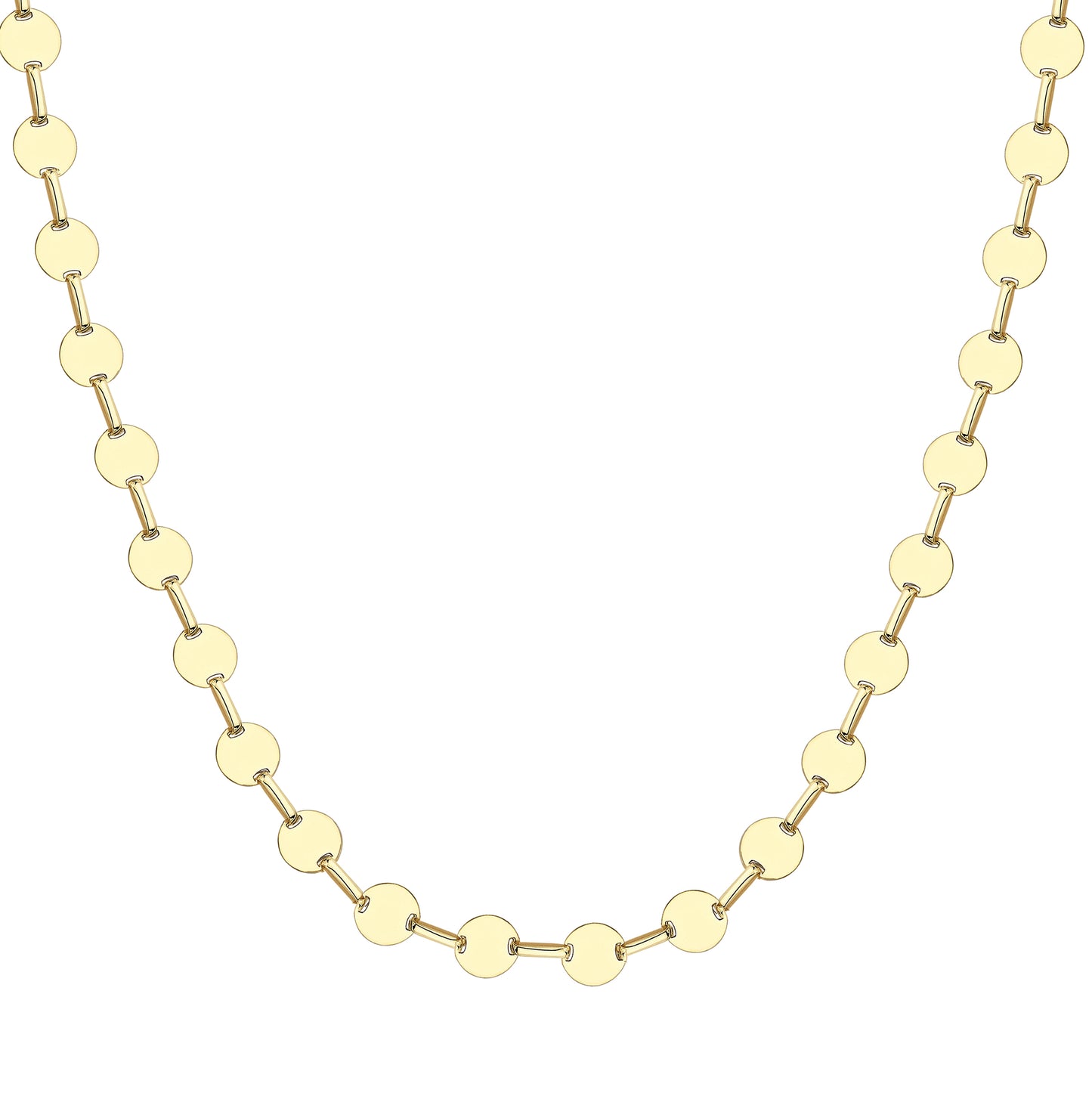 9ct Gold  Highly Polished disc Necklace 17"/43cm - CANR02110-17