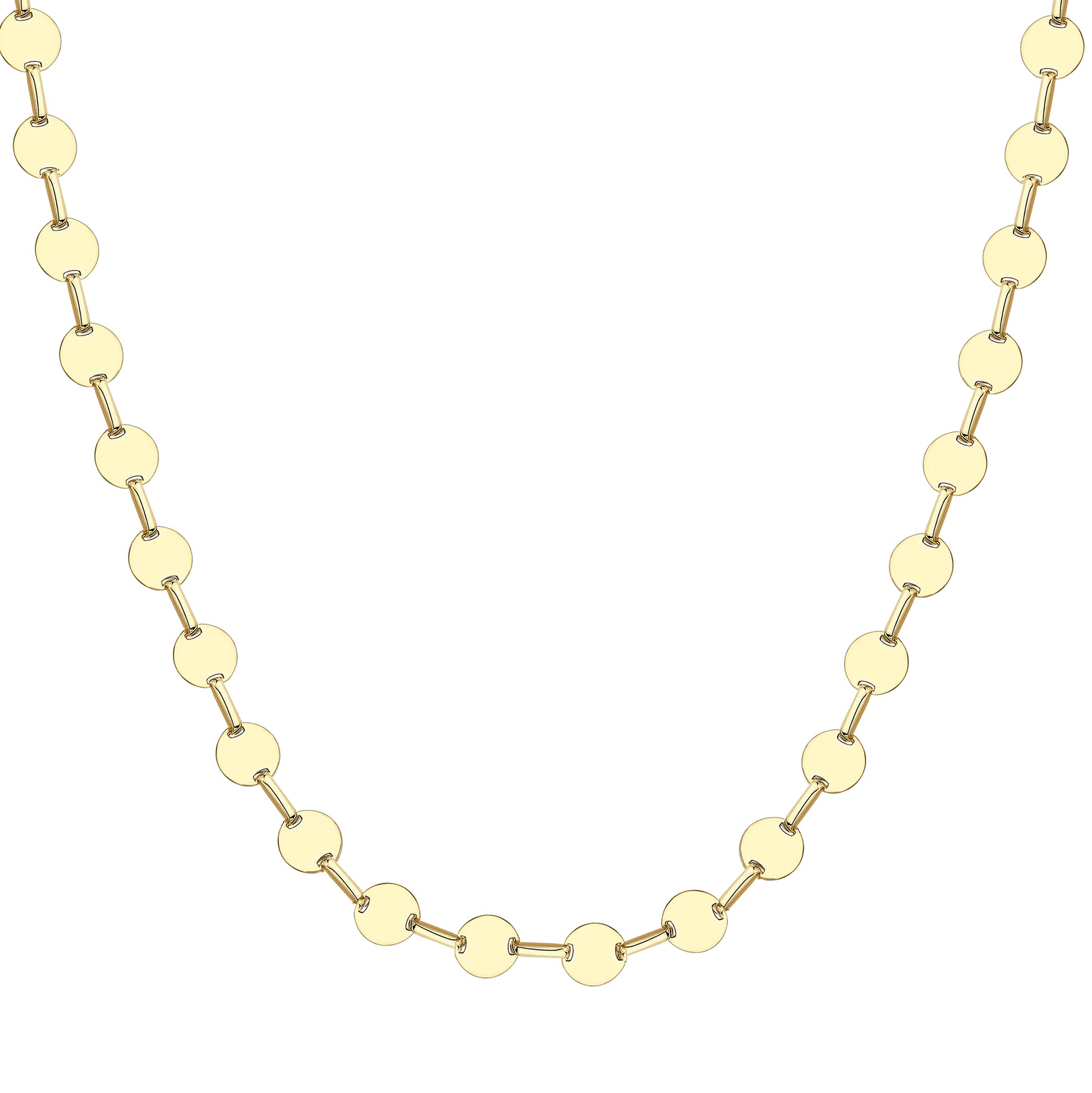 9ct Gold  Highly Polished disc Necklace 17"/43cm - CANR02110-17