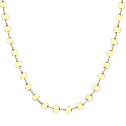 9ct Gold  Highly Polished disc Necklace 17"/43cm - CANR02110-17